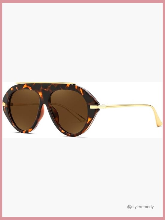 Oversized Retro Aviator Sunglasses Metal Frame UV400 Oversized Retro Aviator Sunglasses Gold Metal Frame UV400  main image 3